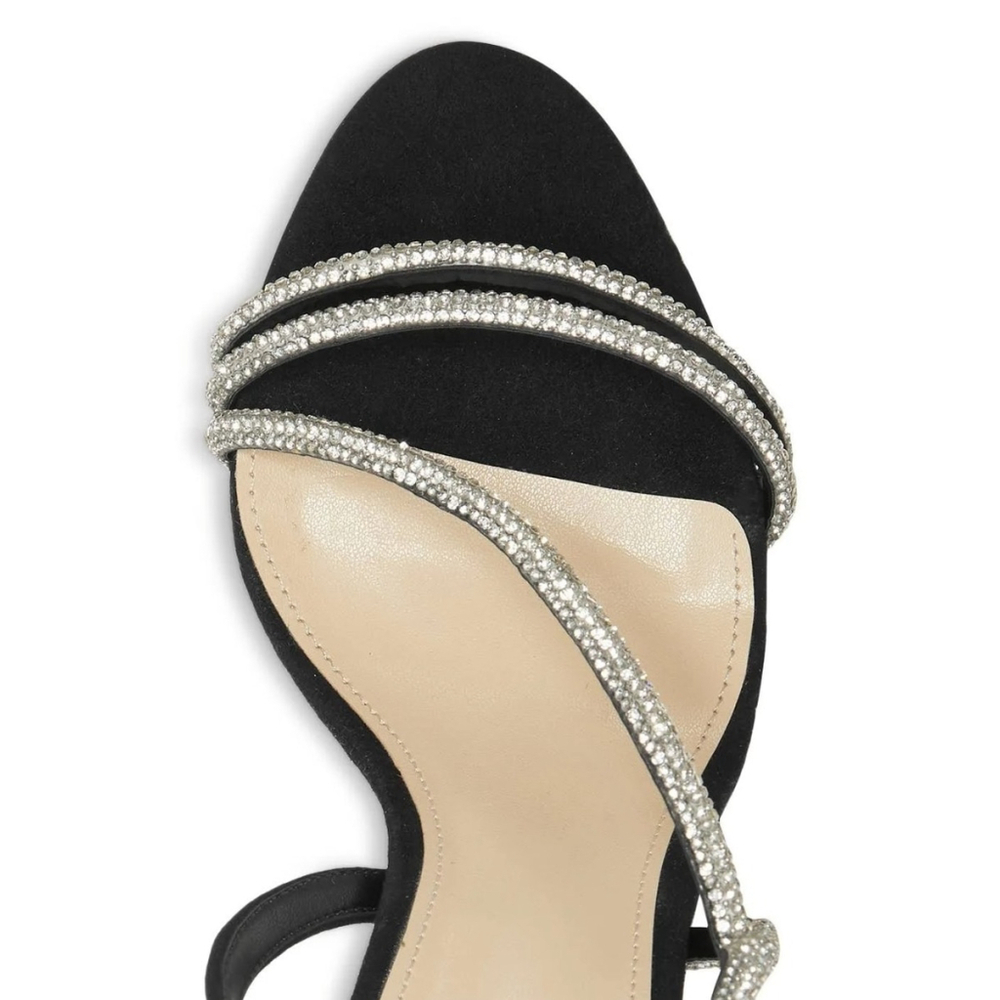 Vince Camuto Classic Rhinestone Bedazzled Straps Heels Stiletto 9 M - Black - Picture 5 of 16